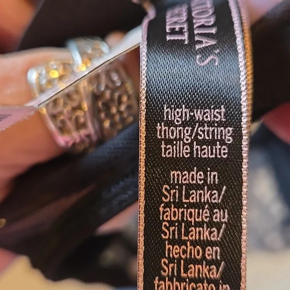 NWT Victoria's Secret Black Lacey Tiger Design High-waisted Thong Panties - Picture 6 of 9